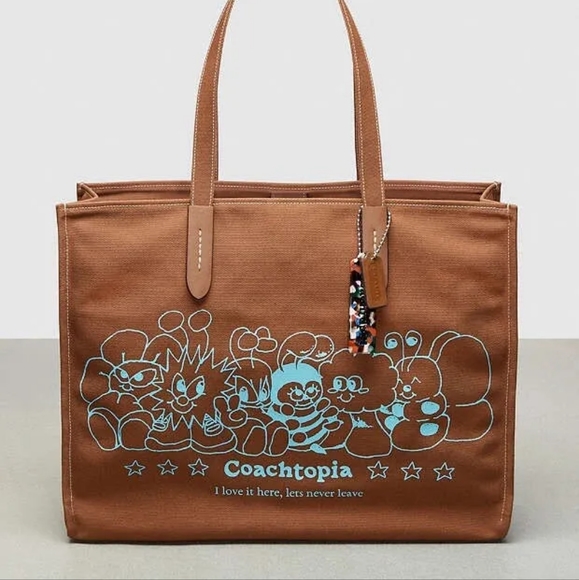 Coachtopia tote purse bag in brown recycled canvas - Picture 5 of 11